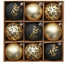 Christmas Black & Gold Baubles Set of 9