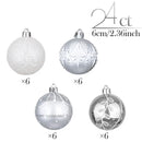 Christmas Silver & White Baubles Set of 24