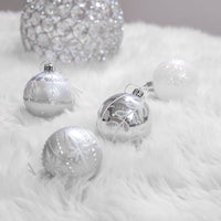 Christmas Silver & White Baubles Set of 24