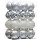 Christmas Silver & White Baubles Set of 24